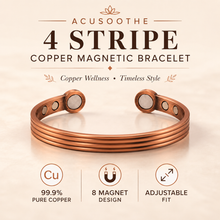 Load image into Gallery viewer, Acusoothe Copper Magnetic Bracelet for Pain Relief Therapy - 4 Stripe