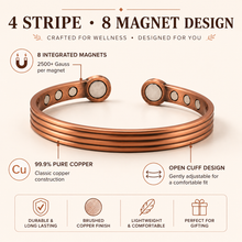 Load image into Gallery viewer, Acusoothe Copper Magnetic Bracelet for Pain Relief Therapy - 4 Stripe