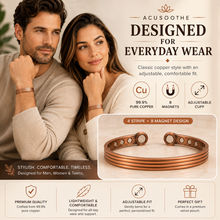 Load image into Gallery viewer, Acusoothe Copper Magnetic Bracelet for Pain Relief Therapy - 4 Stripe