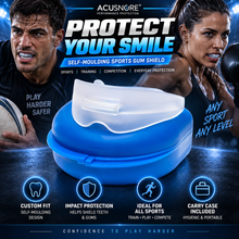 Load image into Gallery viewer, Acusnore Sports Gum Shield – Self-Moulding, Protective, Blue Carry Case – Free UK Delivery!