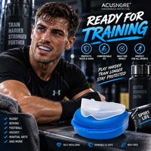 Load image into Gallery viewer, Acusnore Sports Gum Shield – Self-Moulding, Protective, Blue Carry Case – Free UK Delivery!