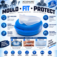 Load image into Gallery viewer, Acusnore Sports Gum Shield – Self-Moulding, Protective, Blue Carry Case – Free UK Delivery!