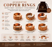 Load image into Gallery viewer, Acusoothe Copper Magnetic Rings – Adjustable Copper Finger Rings