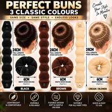 Load image into Gallery viewer, Hair So Hair Bun Roll – Effortless Updo Styling in Black, Brown, or Blonde - 2 Sizes!