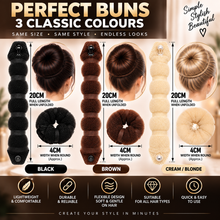 Load image into Gallery viewer, Hair So Hair Bun Roll – Effortless Updo Styling in Black, Brown, or Blonde - 2 Sizes!