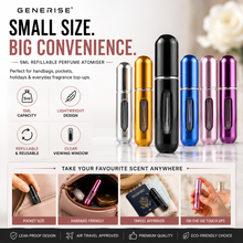 Load image into Gallery viewer, GENERISE Refillable Perfume Atomiser Spray – 5ml Travel-Size Fragrance Bottle, Air Travel Approved, Free Delivery