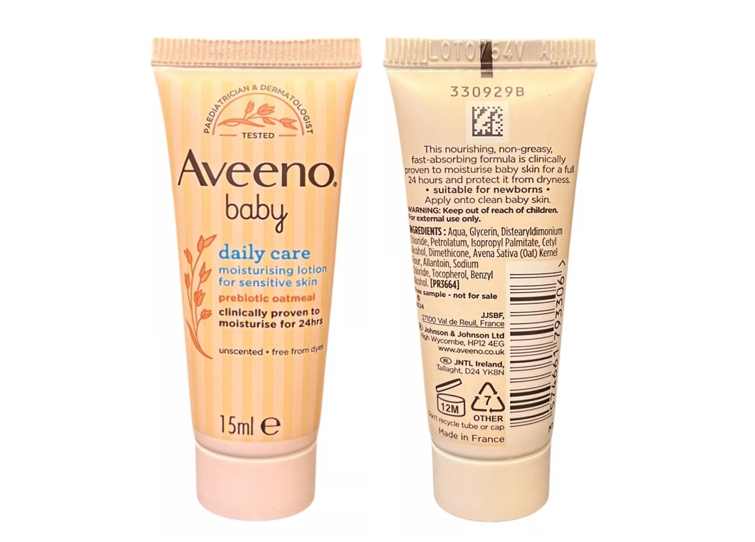 Aveeno Baby Daily Care Moisturising Lotion 15ml – Travel-Size Gentle Care for Delicate Skin – Free UK Delivery