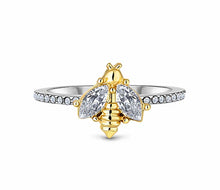 Load image into Gallery viewer, Diamond Style London - Bee ring in rhodium plating (Item code: Beering7)