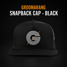Load image into Gallery viewer, Groomarang Snapback Cap With Large Embroidered Logo - Black