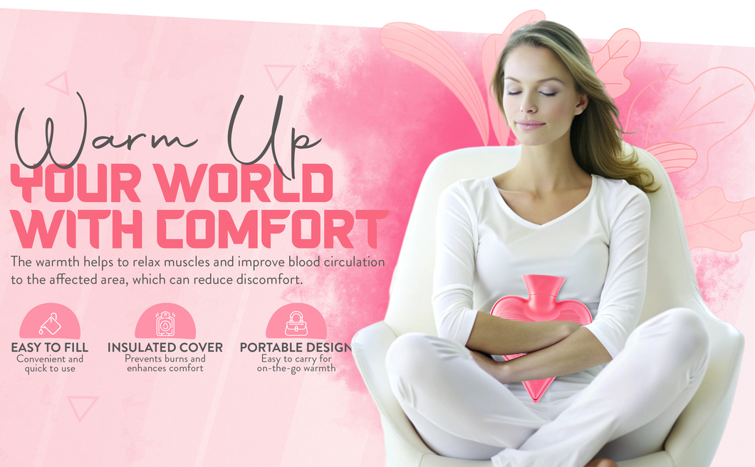 Generise 1L Heart-Shaped Hot Water Bottle with Plush Cover – Perfect Gift for Mum – Free UK Delivery