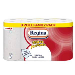 Regina Thirst Pockets 3 Ply 8 Pack White