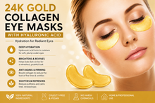 Load image into Gallery viewer, 24k Gold Collagen &amp; Hyaluronic Face Mask, Eye Mask &amp; Lip Mask Bundles