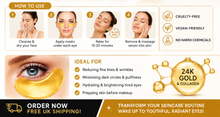 Load image into Gallery viewer, 24k Gold Collagen Eye Masks with Hyaluronic Acid – Hydration for Radiant Eyes | Free UK Delivery