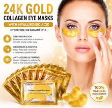 Load image into Gallery viewer, 24k Gold Collagen Eye Masks with Hyaluronic Acid – Hydration for Radiant Eyes | Free UK Delivery