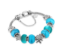Load image into Gallery viewer, Diamond Style London - Charm Bracelet with Beach Charms and Pale Blue Bea (Item code: Charmbrabeach)