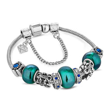 Load image into Gallery viewer, Diamond Style London - Charm Bracelet with Blue Charms (Item code: Charmbrablue)