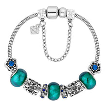 Load image into Gallery viewer, Diamond Style London - Charm Bracelet with Blue Charms (Item code: Charmbrablue)