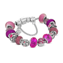 Load image into Gallery viewer, Diamond Style London - Charm Bracelet with Pink Charms (Item code: Charmbrapink)