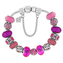 Load image into Gallery viewer, Diamond Style London - Charm Bracelet with Pink Charms (Item code: Charmbrapink)