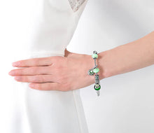 Load image into Gallery viewer, Diamond Style London - Charm Bracelet with Green Charms (Item code: Charmbragreen)