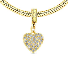 Load image into Gallery viewer, Diamond Style London - Charm bracelet with central heart and moon charms (Item code: Charmbraheartgold)