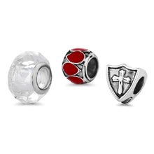 Load image into Gallery viewer, Diamond Style London - Charm Bracelet with Red Charms (Item code: Charmbrared)