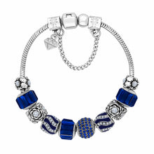 Load image into Gallery viewer, Diamond Style London - Charm Bracelet with Royal Blue Charms (Item code: Charmbraroyal)