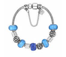 Load image into Gallery viewer, Diamond Style London - Charm Bracelet With Royal Blue Beads and Crystals (Item code: Charmbraroyalcrystal)
