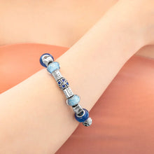 Load image into Gallery viewer, Diamond Style London - Charm Bracelet with Royal Blue and Star Beads (Item code: Charmbraroyalstar)