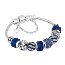 Load image into Gallery viewer, Diamond Style London - Charm Bracelet with Royal Blue Charms (Item code: Charmbraroyal)