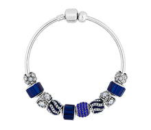 Load image into Gallery viewer, Diamond Style London - Charm Bracelet with Royal Blue Charms on Solid Ban (Item code: Charmbrasroyal)