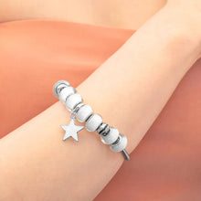 Load image into Gallery viewer, Diamond Style London - Charm Bracelet with White Beads (Item code: Charmbrawhite)