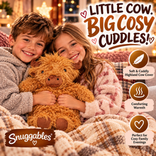 Load image into Gallery viewer, Snuggables Highland Cow Hot Water Bottle 1L – Brown Fluffy Faux Fur Cover