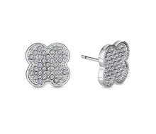 Load image into Gallery viewer, Diamond Style London - Clover Crystal Earrings in Rhodium Plating (Item code: Clovercrystalearr)