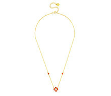 Load image into Gallery viewer, Diamond Style London - Clover necklace in yellow gold plating and red ena (Item code: Cloverneckredgold)
