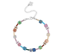 Load image into Gallery viewer, Diamond Style London Pastel Crystal Cube Jewellery Set – Necklace, Bracelet &amp; Earrings (Rhodium Plated)