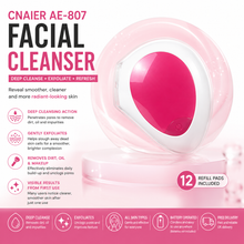 Load image into Gallery viewer, Cnaier AE-807 Facial Cleansing Brush with 12 Refill Pads – Deep Cleanse and Exfoliate – Battery Operated – Free UK Delivery