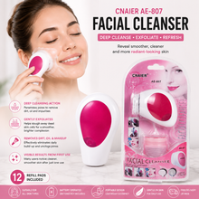 Load image into Gallery viewer, Cnaier AE-807 Facial Cleansing Brush with 12 Refill Pads – Deep Cleanse and Exfoliate – Battery Operated – Free UK Delivery