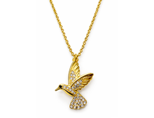 Load image into Gallery viewer, Diamond Style London Necklace - Hummingbird Pendant in Gold Plating with Crystals