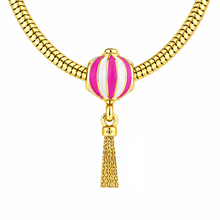 Load image into Gallery viewer, Diamond Style London - Gold Carnival Charm Bracelet with Pink &amp; Gold Plated Beads