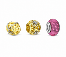Load image into Gallery viewer, Diamond Style London - Gold Carnival Charm Bracelet with Pink &amp; Gold Plated Beads