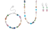 Load image into Gallery viewer, Diamond Style London Pastel Crystal Cube Jewellery Set – Necklace, Bracelet &amp; Earrings (Rhodium Plated)