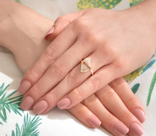 Load image into Gallery viewer, Diamond Style London Ring - Rose Gold &amp; Crystal Fan Ring - UK M / US 6