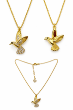 Load image into Gallery viewer, Diamond Style London Necklace - Hummingbird Pendant in Gold Plating with Crystals