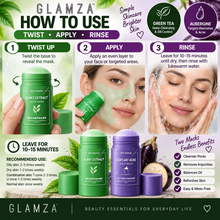 Load image into Gallery viewer, Green Tea &amp; Aubergine Purifying Clay Mask Sticks – Deep Cleansing Skincare with Free UK Delivery