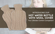 Load image into Gallery viewer, 2 Litre Hot Water Bottle &#39;EXTRA WARMTH&#39;  with Knitted Cover and Hand Pockets 3 Colours