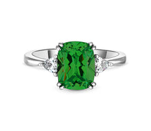 Load image into Gallery viewer, Diamond Style London - Emerald cut emerald ring in rhodium plating in siz (Item code: Emeraldring6)