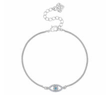 Load image into Gallery viewer, Diamond Style London - Evil Eye Bracelet in Rhodium Plating (Item code: Evileyebra)
