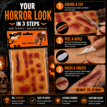 Load image into Gallery viewer, Halloween Rubber Fake Wounds Scars &amp; Scratches - 10 Per Pack