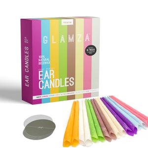 Glamza 16 Premium Ear Candles with Ear Protection Discs & Optional Ear Swabs